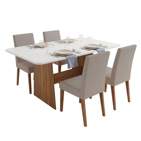 Conjunto Sala de Jantar Mesa 1,20m Maira 4 Cadeiras Milano