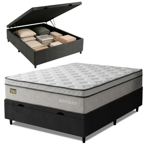 Cama Box Baú Colchão Casal Ortopédico D33 138x188x72cm Minotauro Hellen