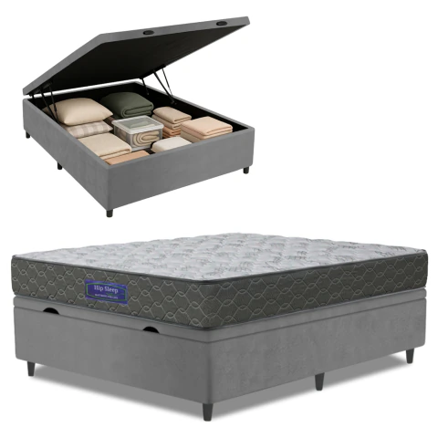Cama Box Baú Colchão Casal Ortopédico Espuma D33 Hiper 138x188x60cm Apolo