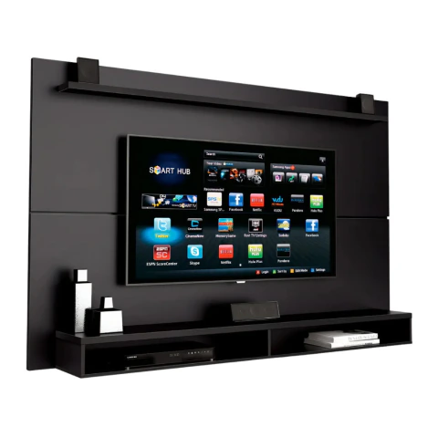 Painel Para TV Até 65 Polegadas Com Prateleira 1,80m Max Preto