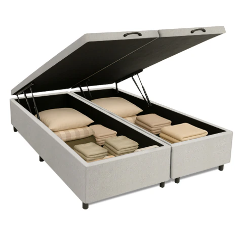 Cama Box Com Baú King 1,93m Prince Branco