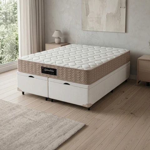 Cama Box Baú Colchão King Molas Ensacadas Splendido 193x203x65cm Munhoz