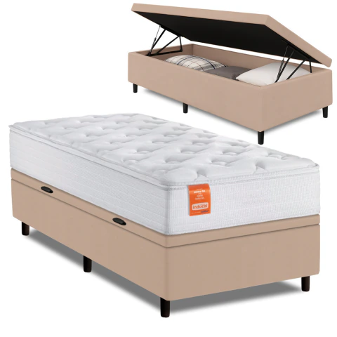 Cama Box Baú Solteiro Real 88x188x68cm Branco Inducol