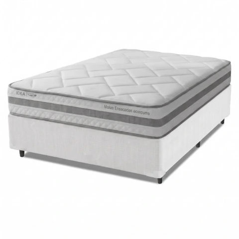 Cama Box Casal Molas Ensacadas Prisma 138x188x60cm Herval - Suporta até 110 kg por pessoa