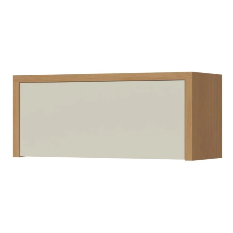 Armário Aéreo De Cozinha 0,80m Porta Basculante 100% Mdf Cléo Madeirado/Off White