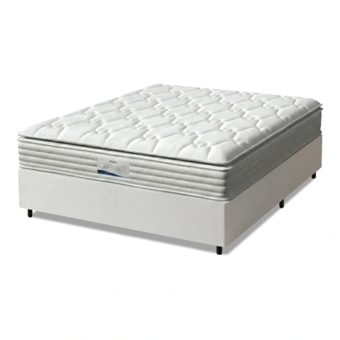 Cama Box Casal Colchão Molas Ensacadas Granville Com Pillow Probel 138x188x66cm Branco