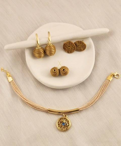 Pulseira Olho Grego + Brinco Mini