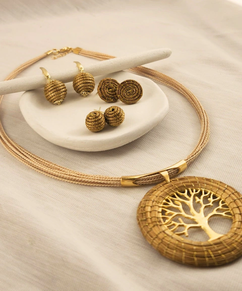 Conjunto Colar Raíz + Brinco Mini