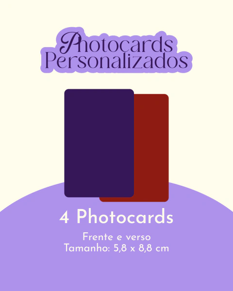 Photocards Personalizados Frente e Verso (K-pop, Anime, Pessoais) – Kits com 4, 8 ou 12 un.