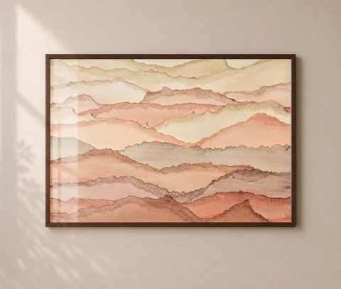 Aquarela Abstrata em Tons Terrosos e Pastéis