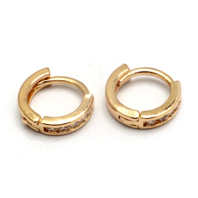 Aros Dorados Cubano Italiano Con Cubic 1,5Cm