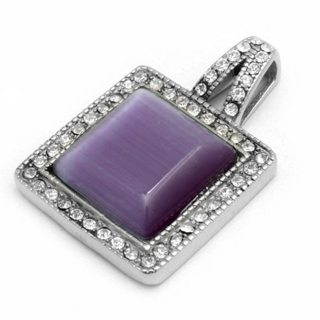 Dije Cuadrado Violeta Con Cubic 2,5Cm