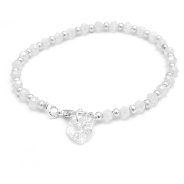 Pulsera Cristal Blanco Y Corazón 18Cm
