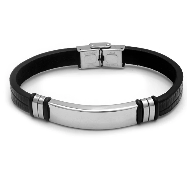 Pulsera Caucho Tramado Negro 22Cm
