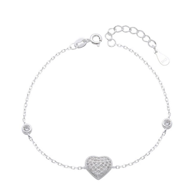 Pulsera Corazón Micropave Y Cubic Cristal 18 A 21Cm