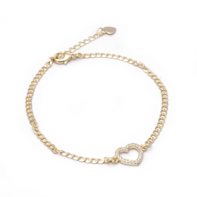 Pulsera Corazón Calado Micropave 18 A 21Cm