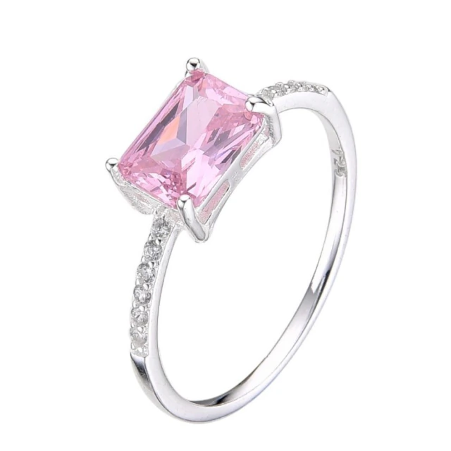Anillo Rectangular Cubic Rosa