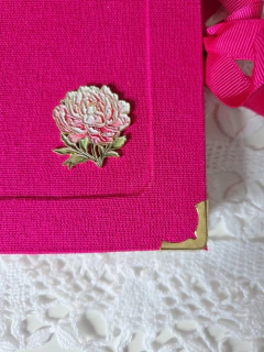 Caderno linho rosa laço - Gato preto atelier