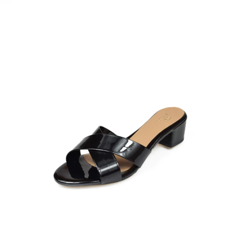 Tamanco Tiras Cruzadas Verniz - PRETO - comprar online