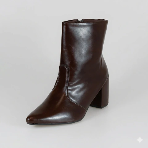 Bota Bico Fino Salto Quadrado Casual - ROCHA