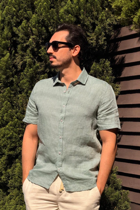 Camisa Verde Calvin Klein de Linho puro