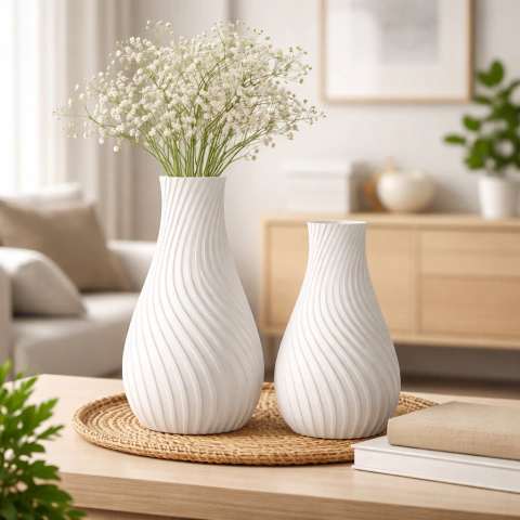 Kit 2 peças Vaso Decorativo Minimalista Branco