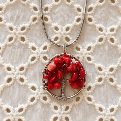 Dije Árbol de la Vida Coral Rojo