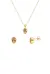 CONJUNTO OVAL COM PEDRA TOPÁZIO MARROM - comprar online