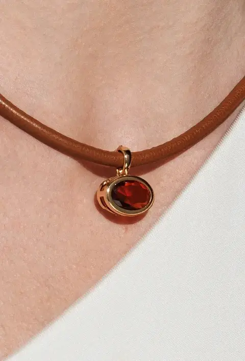 PINGENTE OVAL TOPÁZIO MARROM 10X14 BANHADO OURO