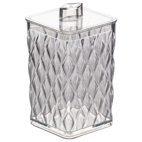 Porta cotonete e algodão de plástico com tampa Cristal Glamour incolor Plasutil ref.14216