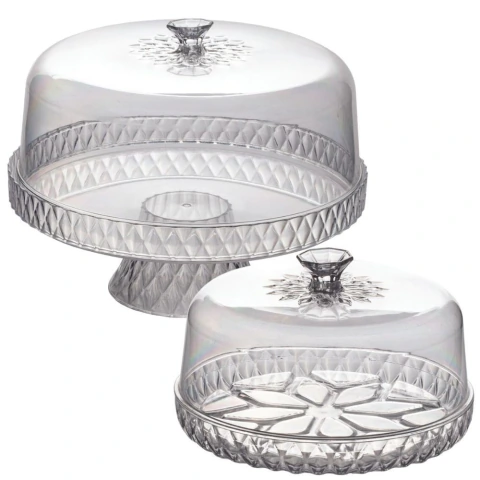 Kit boleira com pé e queijeira de plástico Cristal incolor Plasutil