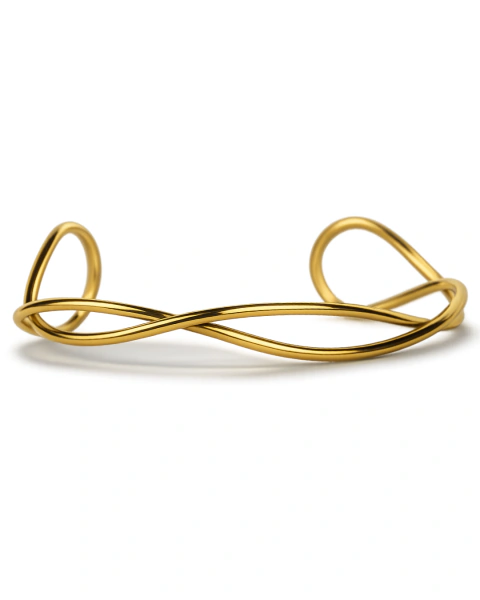 Bracelete Com fios Orgânicos Vazado Dourado - Aço