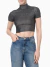 BLUSA MC FEM CROPPED GOLA ALTA LUREX