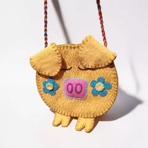 Bolso Artesanal de Lana Diseño Cerdito