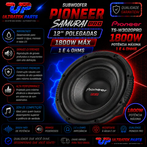 Subwoofer Pioneer Samurai Ts-w3020pro 12'' 1800w 1 E 4 Ohms