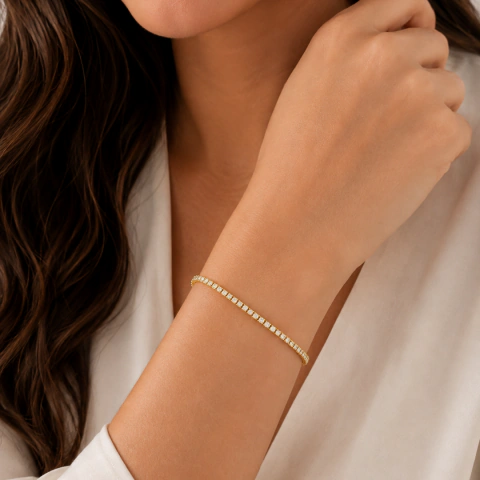 Pulsera con Cristal Dorada 15cm.-19cm. - APU460