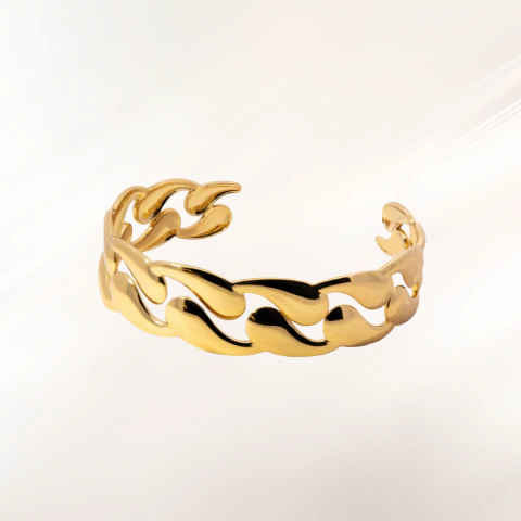 Brazalete Ajustable Gotas Encontradas Dorado 70mm.-20mm. - AZA005