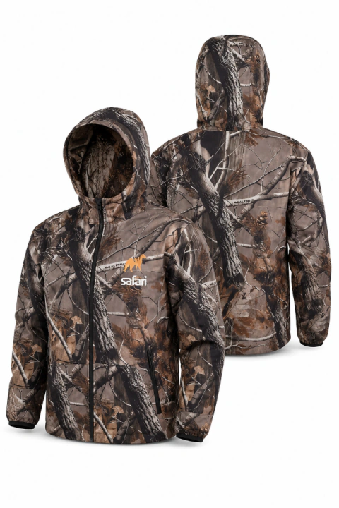 Campera Safari Camuflada Liviana Impermeable con Capucha