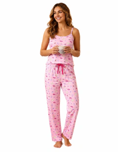 Pijama Feminino Calça e Blusa de Alça em Suede Premium M ao GG Confortável - comprar online