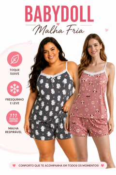 Baby Doll Feminino em Malha Fria do M ao XG Conjunto Leve e Confortável - Pijamaria Paixão
