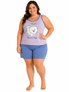 Pijama Feminino Plus Size G1 G2 G3 100% Algodão Short e Regata Confortável