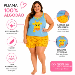 Pijama Feminino Plus Size G1 G2 G3 100% Algodão Short e Regata Confortável na internet