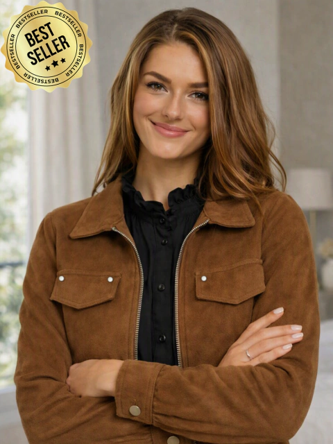 Campera Gamuzada Marrón Cropped – La Estrella de la Temporada