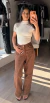 Calça Wid Leg Animal Print Marrom - Babbalú Store