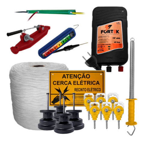 Kit Completo Ef400 Eletrificador Cerca Rural Fio 40km
