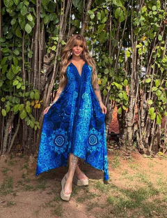 Vestido Lenço com Pontas - Mandala - Selena Fashion