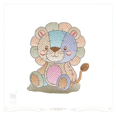 Matriz de Bordado Leão Safári Patchwork (Pontos Leves)