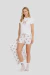 Pijama Manga Curta Adulto Feminino Creme com Estampa de Coelho - comprar online