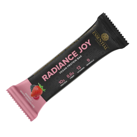 Radiance Joy Vegan Protein Bar - Sabor Berries + White Chocolate - Barra Proteica Vegana | Essential Nutrition - comprar online