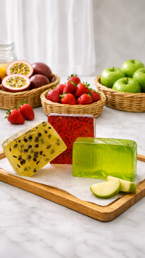 Kit Trio Frutado - Sabonetes Premium de Maracujá / Morango / Maça verde